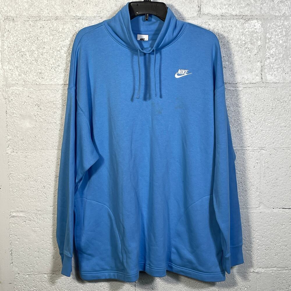 Nike Women's club Fleece Mock-Neck Sweatshirt blue medium